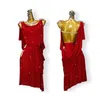 Scene Wear Red Latin Dress Dance Costume Kvinnliga Kvinnliga kläder Ballroom klänningar för barns salsa kjolar
