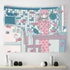 Tapestries Japanese Anime Girl Pink Tapestry Cute Wall Hanging Kawaii Y2K Aesthetic Room Decor Home Bedroom Dorm Decoration 75x58cm