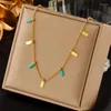 Collier ras du cou CHUANGCHENG Design à la mode tempérament rétro et minimaliste haut de gamme étoile lune ovale Turquoise collier en acier inoxydable