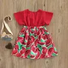 Girl Dresses FOCUSNORM 0-5Y Sister Matching Girls Rompers/Dress Clothing Watermelon Print Fly Sleeve V-Neck Jumpsuit Or A-Line Dress