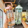 Waterflessen 2 liter Plastic waterkoker Grote draagbare reisfles met rietje Sport Fitness Cup Hoge waarde Big Fat Adult Universeel