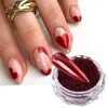 Nail Glitter Mirror Red Chrome Nails Powder Metallic Effect Pigment Year Style Rubbing Dust Valentine's Y2K Manicure Decor Flash