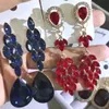 1020PiarsLot Colorful Glass Rhinestone Long Dangle Stud Earrings For Women Water Drop Shaped Jewelry Accessories Party Gifts 240124