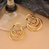 Boucles d'oreilles créoles en argent Sterling 925 pour femmes, bijoux tendance, lignes creuses multicouches, couleur or, accessoires de fête