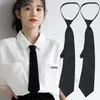 Bow Ties Uniform JK Girls Black Simple Zipper For Men Women Studens Stage Performance Adjustable Matte Neck Tie Costumes Accessories