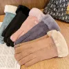 Mode Femmes Gants Automne Hiver Mignon Fourrure Mitaines Chaudes Doigt Complet Mitaines Femmes Sport De Plein Air Gants Féminins Écran Tactile simplicité