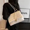 Burminsa Quilted Large Chain Shoulder Bags For Women Luxury Designer Crossbody Bags PU Leather Ladies Handbags Black White 240129