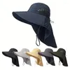 Boinas Verano Playa Cuello Sombrero de protección solar Protección solar para hombres Pesca de ala ancha Gorra sólida ajustable transpirable para exteriores