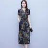 Party Dresses Summer Floral Silk Short Sleeve Casual Midi Dress Women Luxury Vintage Evening 2024 Elegant Bodycon Prom Sexy