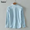 Harajuku модная блузка Demin, сексуальный базовый топ, мужская рубашка с воротником Lepal, одежда, последняя повседневная джинсовая рубашка Blusa, большие размеры S-4XL 240202