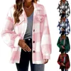 Kvinnor Plaid Button Fleece Coats Autumn Winter Slå ner kragen Lång lykta ärm Loose Cardigan Cashmere Jacket Lyy5488 240125