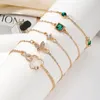 Charme Pulseiras Kisswife Luxuoso Cristal Verde Borboleta Pulseira Para Mulheres Coração Amor Cadeia Conjunto Vintage Moda Jóias Presentes