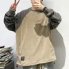 American Retro Sweatshirt Spring Autumn College Style Splicing Long Sleeves Japanese Streetwear Loose Pullover Harajuku Tops 240201