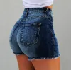 2019 Summer Womens Jeans Sexy Fringed High Waist Stretch Denim Shorts with 4 Colors Size S-3XL