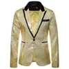 Veste Blazer décorée en or brillant pour hommes, Costume de remise de diplôme en boîte de nuit, Costume de scène, vêtements de chanteur 240125
