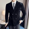 Varumärkeskläder Mens Corduroy Suit Jacketsmale Slim Fit Fashion High Quality Tuxedoman Spring Autumn Blazers Office Dress 240201