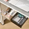 Desk Drawer Organizer Under Storage Box Plastic Hidden Hanging Punch Free Self Stick Desktop Office Home 240125