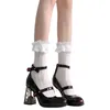 Mary Jane Ayakkabı Kadınlar İçin Yaz Zarif Gül Blok Topuk Lolita Kızlar Artı Boyut Yuvarlak Kafa Fransız Toka Pompaları Kadın 240119