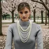 Necklace Earrings Set Pearl For Women Big Long Chunky Statement Bead Bib Faux Pearls Necklaces Western Matching Costume Jewelry