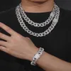 Uwin 15 mm isade ut oändliga halsband för män aaa cz baguettecz prong inställning kubansk länk kedja choker hip hop smycken för gåva 240131