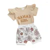 Clothing Sets Born Baby Girl Summer Clothes Mama Is My Ie Ruffle Short Sleeve Romper Shorts Headband 3Pcs Outfits