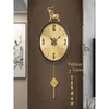 ウォールクロック中国スタイルの真鍮時計ハイエンド装飾的なクォーツリビングルームファッション