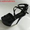 Sandálias laijianjinxia 17cm/7 polegadas pu superior moda sexy exótica plataforma de salto alto festa mulheres pólo sapatos de dança g059