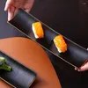Tablice japoński w stylu matowy czarny phnom Penh prostokątny ceramiczny sushi talerz długi domowy kreatywne skrzydła z kurczaka grilla