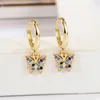 100% 14K Gold Natural Diamond Earring for Women Aros Mujer Oreja Pure Gemstone Jewellry Females 240125