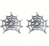 Stud Earrings Small And Exquisite 1 Pair Of Retro Silver Color Spider Web Weaving Heart Net Jewelry Accessories Gift