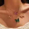 Naszyjniki wiszące mody kobiety naszyjnik w stylu Korea Glass Crystal Butterfly Prezent dla dziewczynki śliczna biżuteria na szyję choker collier