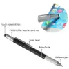 20pcs/lot 6 in 1 Tool Ballpoint Pen Screwdriver Ruler Spirit Level Multi-function Aluminum Touch Screen Stylus Pen 240123