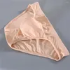 Underbyxor 2st Solid Mens Ice Silk Briefs Underwear Big Size M-4XL snabb torr manlig sömlös nylonbyxor plus