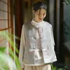 Etnisk kläder kinesisk stil Vest Top Women Elegant Tang Clothes Jacquard Förbättrad kostymknapp ner Hanfu Qipao