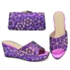 African Shoe and Bag Set Decorated with Rhinestone Summer High Heeled Shoes for Women Italian Matching Bags 240130