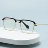 Sonnenbrille Koreanischen Stil Metall Halbrahmen Lesebrille Anti-Blaulicht Augenschutz Brillen Männer Frauen Quadratisch