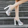 Buty sukienne kobiety siatkowe koronkowe sandały 2024 Summer Sexy High Heels Platform