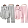 2st Pyjama Ställer in kvinnor långärmad solid modal lös andningsbar mjuk dam kostym kvinnors koreanska stil hemkläder bekväma 240201