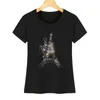 Women's T Shirts Fashion T-shirt Shiny Paris Tower Summer Short-sleeved Card Crystal Print Cotton Shirt Women