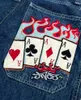 Poker gráfico bordado baggy jeans y2k perna larga azul vintage streetwear denim calças goth hip hop homens mulher calças 240122