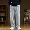 Autumn Sweatpants Men Casual Track Pant Male Multi-Pockets Drawstring Cotton Loose Straight Trousers Large Size 6XL 7XL 8XL 240131