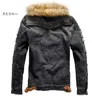 Winter Mens Denim Jacket with Fur Collar Retro Ripped Fleece Jeans Jacket and Coat for Autumn Winter S-6XL 240202