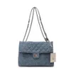 Internet celebridade grande capacidade 2023 verão nova moda diamante grade corrente crossbody minimalista denim bolsa de ombro 75% vendas diretas da fábrica