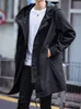 Spring Autumn Long Trench Coat Men Fashion Hooded Windbreaker Black Overcoat Casual Jackets 240124