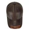 Ball Caps Men Real Cowhide Leather Baseball Male Autumn Winter Natural Cow Hats Good Quality Casual Cap