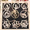 Décorations de Noël 6pcs pendentifs en bois boule creuse étoile ornements suspendus pour décor d'arbre cadeaux pour enfants bricolage peinture bois artisanat