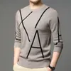 Camisola de malha de algodão masculina camisa de fundo listrado em torno do pescoço marca moda casual camisola vintage chama camisola 240125