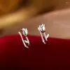 Studörhängen mode silver färg tulpan blomma för kvinnor flickor enkla unika söta romantiska smycken party 2024 trend
