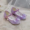 Girls Sandals Rhinestone Butterfly Latin Dance Kids Shoes Children High Heel Princess Shoes Glitter Leather Party Dress Wedding 240125