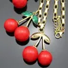 Chains 10 Big Red Cherry Pendant Gold Colour Chain Crystal Choker Fashion Women Necklace Personality Sweet Jewelry Girls Birthday Gifts
